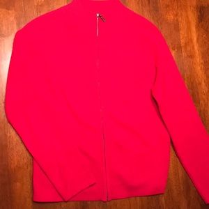 Red full zip sweater